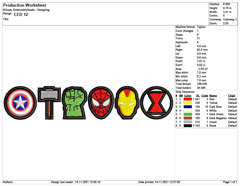 Marvel Superheros Logos Embroidery Design Files - 6 Size's