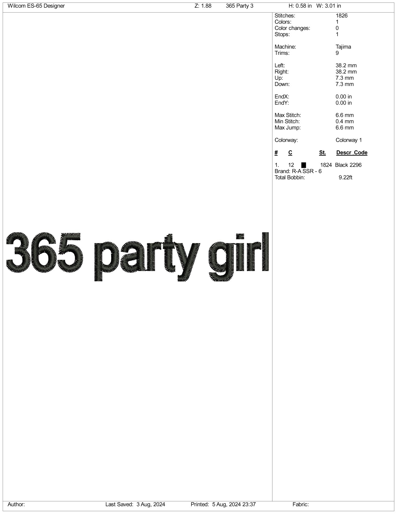 365 Party Girl Embroidery Files - 3 Size's