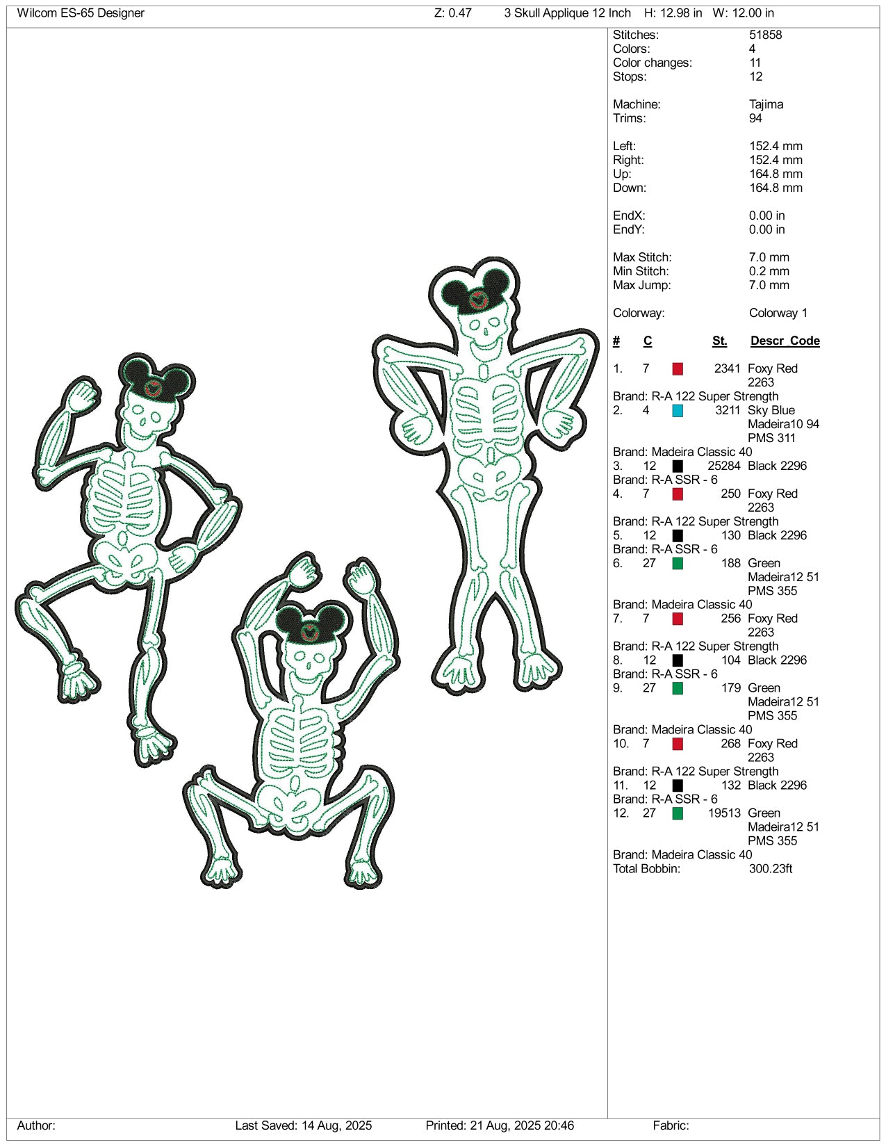 Electric Shocked Mickey Family Dancing Applique Embroidery Design Files - 3 Size's