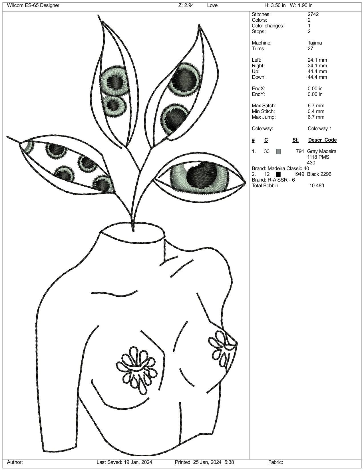 Naked Flower Girl Embroidery Design Files - 3 Size's