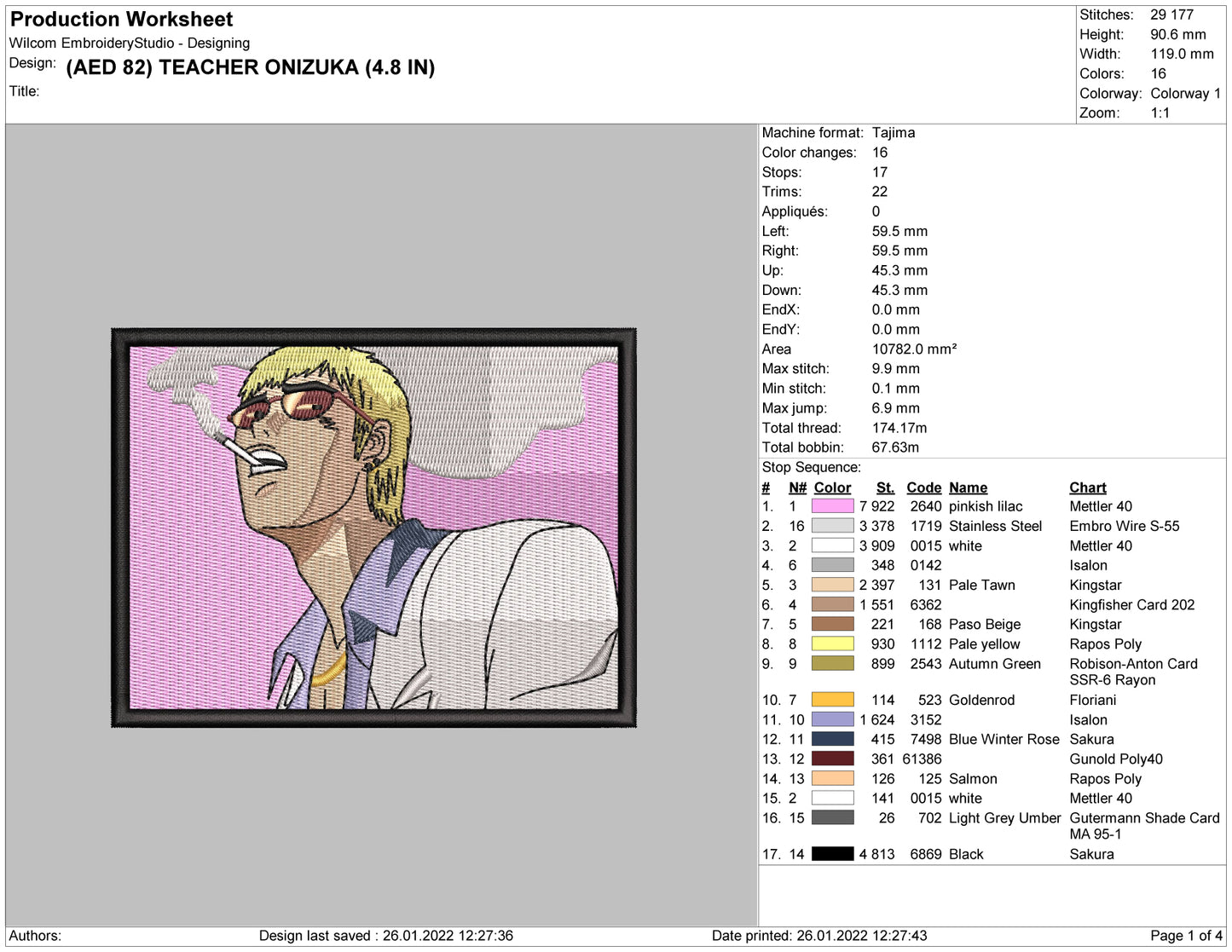 Great Teacher Onizuka Embroidery Design Files - 5 Size's