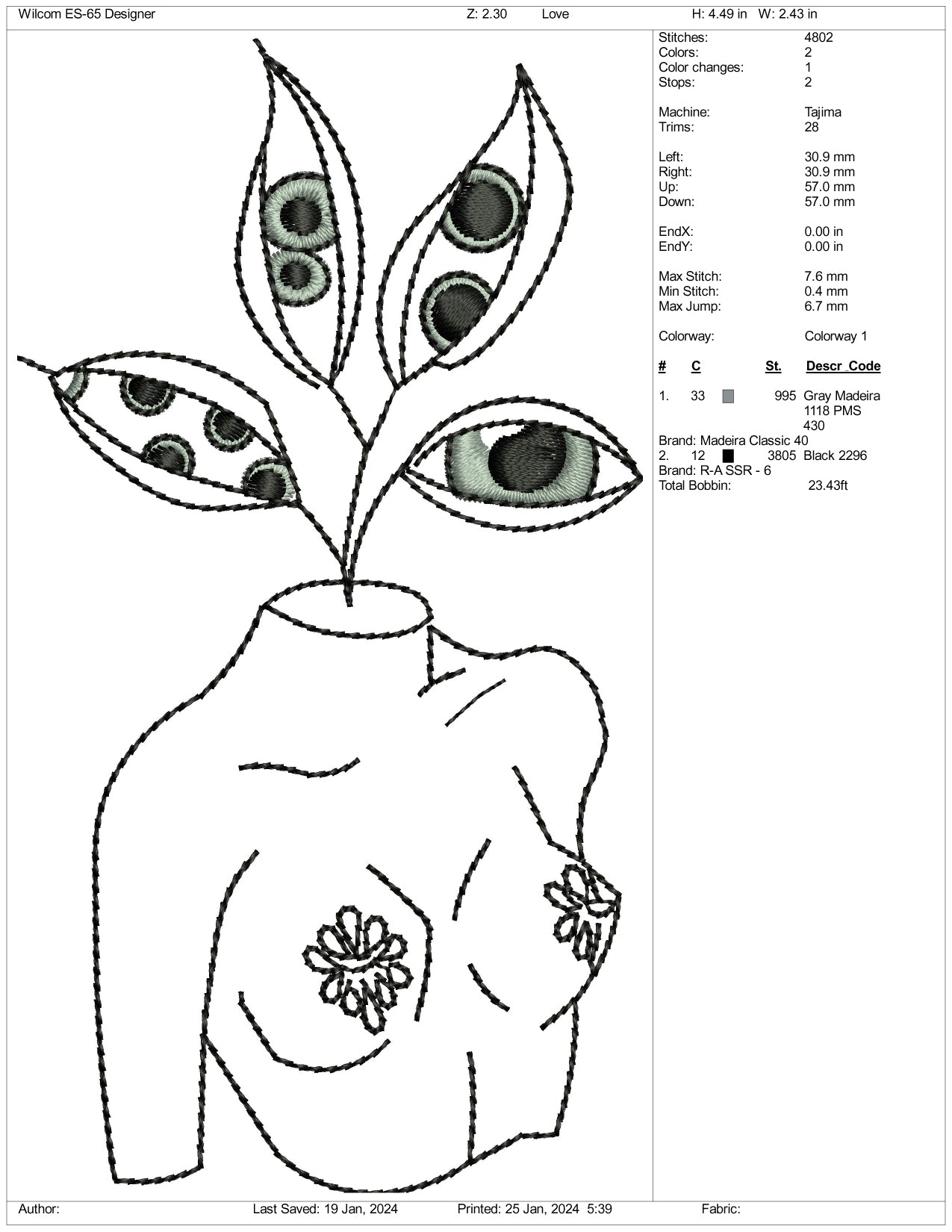 Naked Flower Girl Embroidery Design Files - 3 Size's