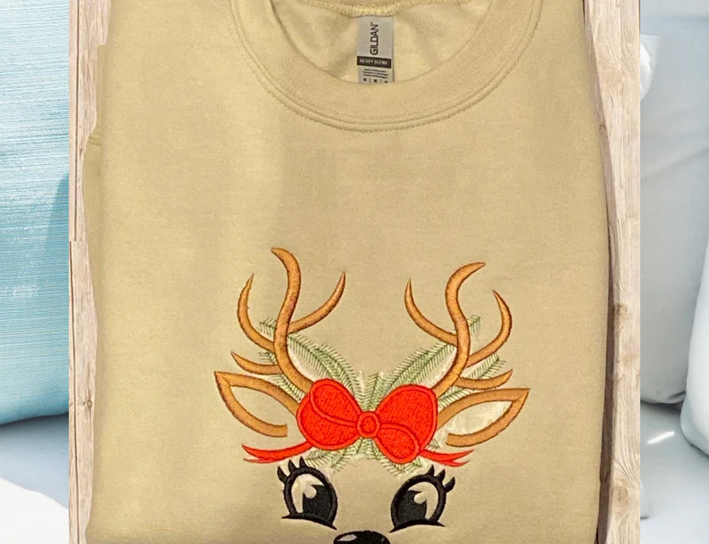 Lady Deer Embroidery Design Files - 3 Size's