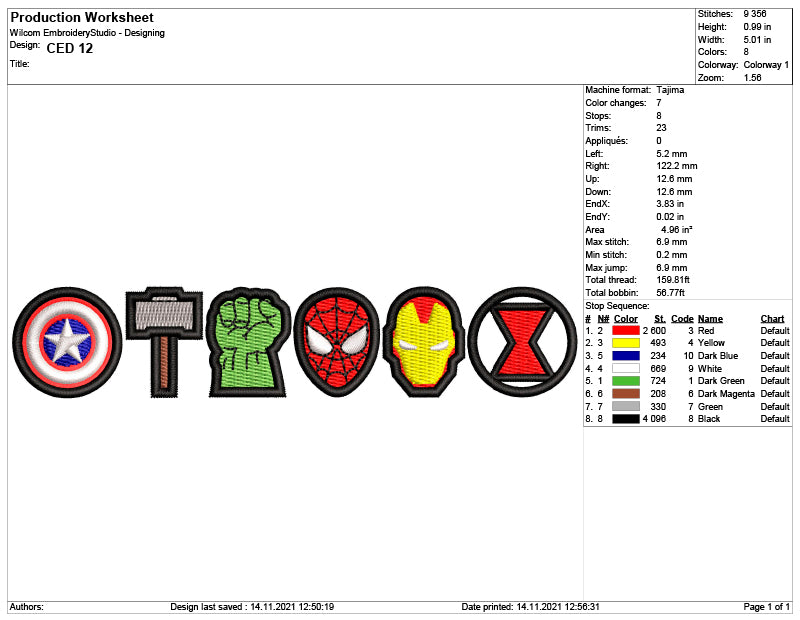 Marvel Superheros Logos Embroidery Design Files - 6 Size's
