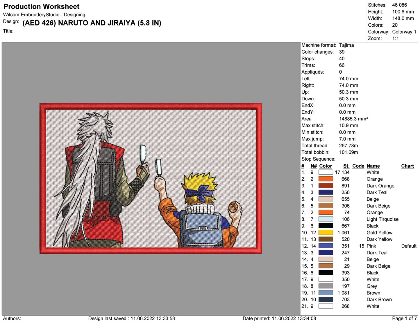 Naruto Uzumaki v9 Embroidery Design Files - 4 Size's