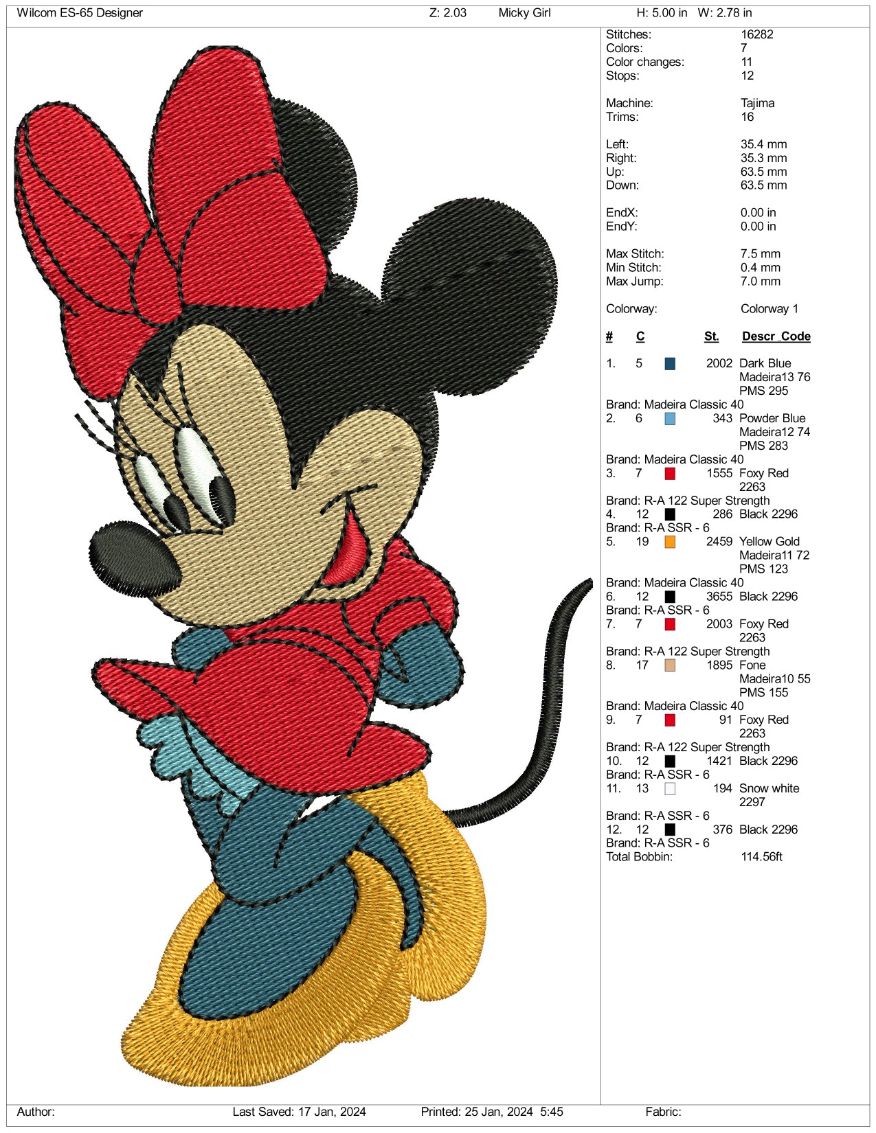 Mickey Minnie v2 Embroidery Design Files - 3 Size's