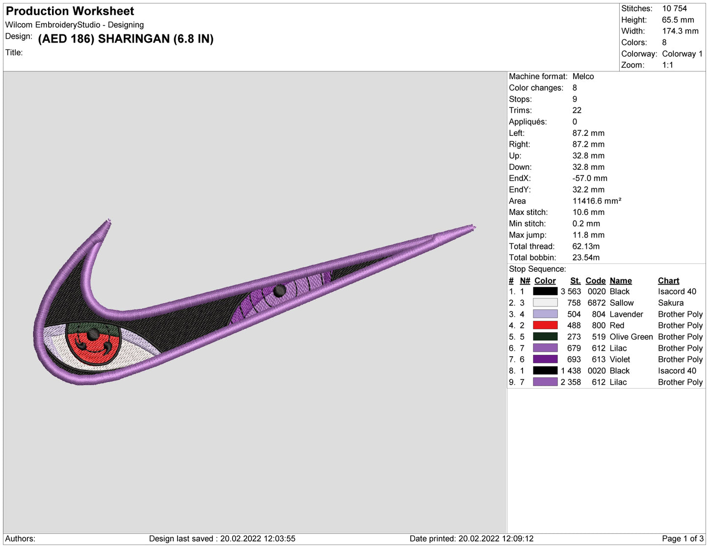 Sharingan Swoosh Embroidery Design Files - 4 Size's