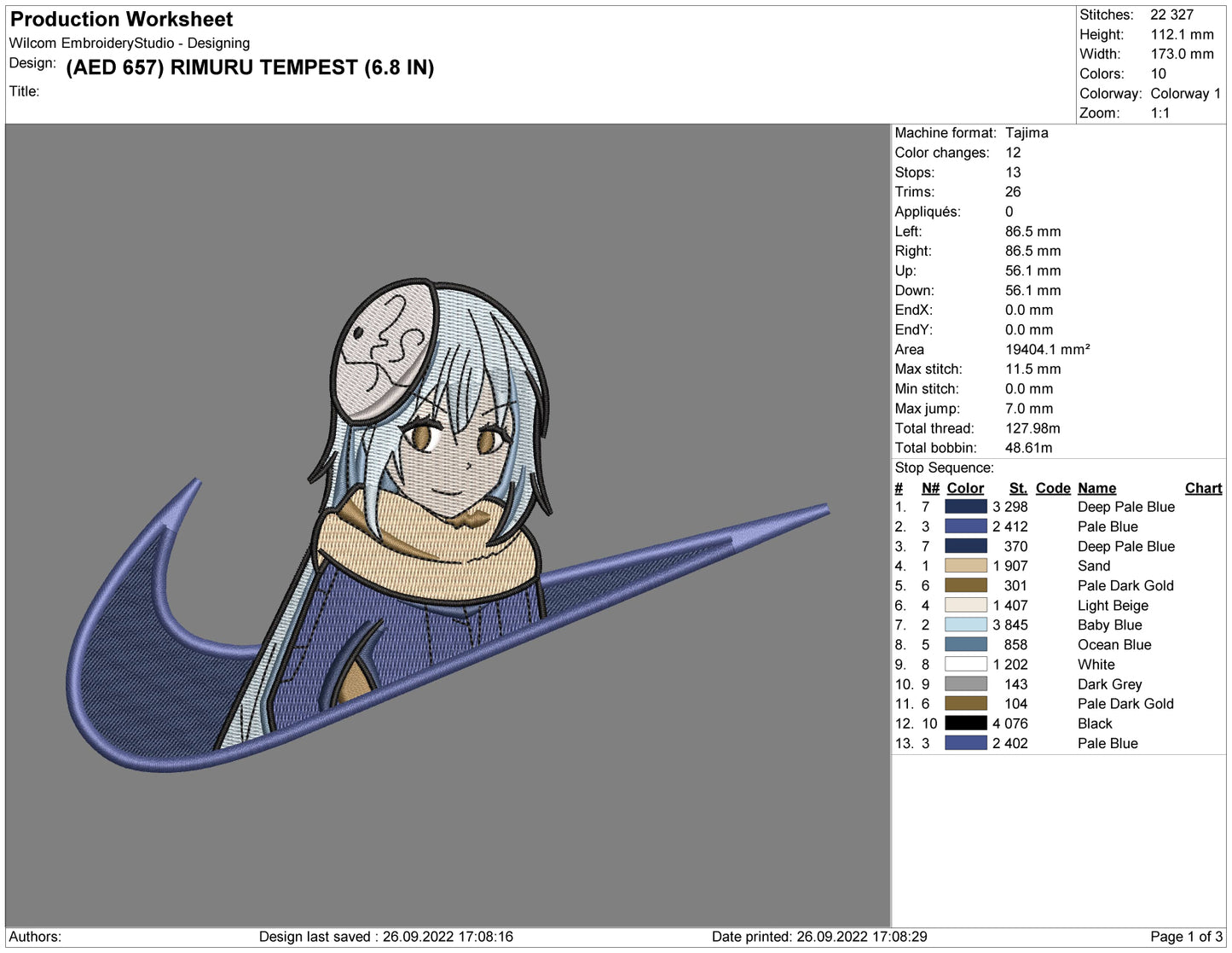 Rimuru Tempest Swoosh v2 Embroidery Design Files - 3 Sizes