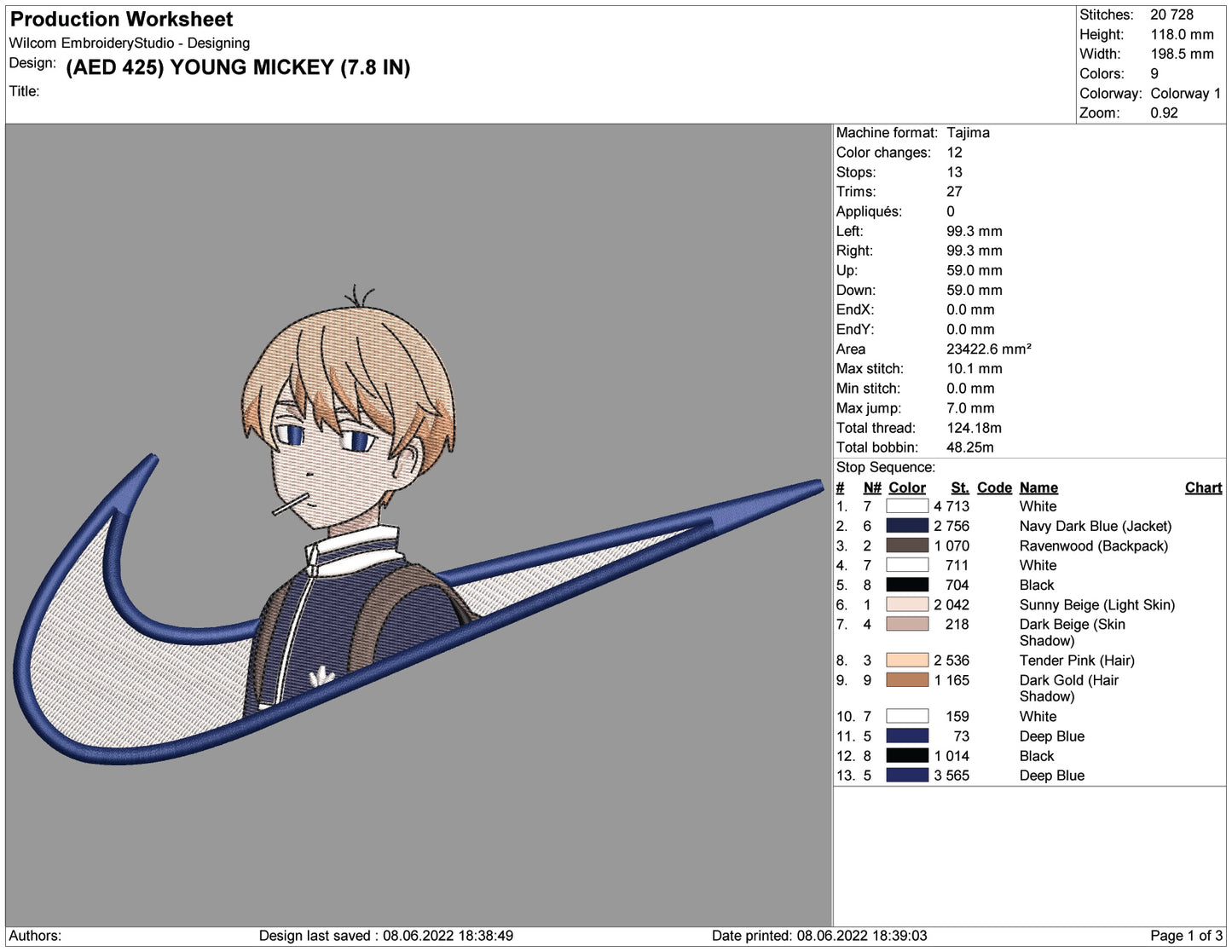 Manjiro Sano Swoosh v4 Embroidery Design Files - 4 Size's