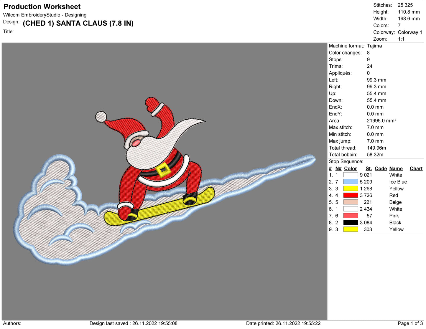 Santa Claus Swoosh Embroidery Design Files - 4 Size's