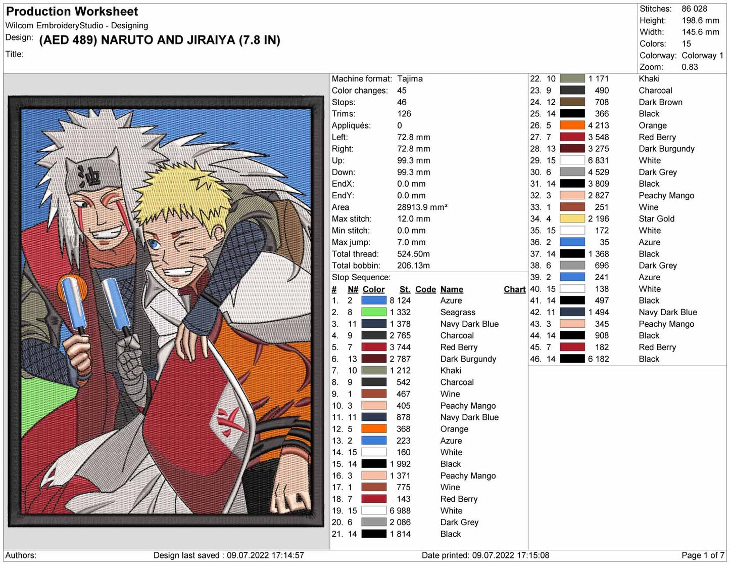 Jiraiya v2 Embroidery Design Files - 4 Sizes