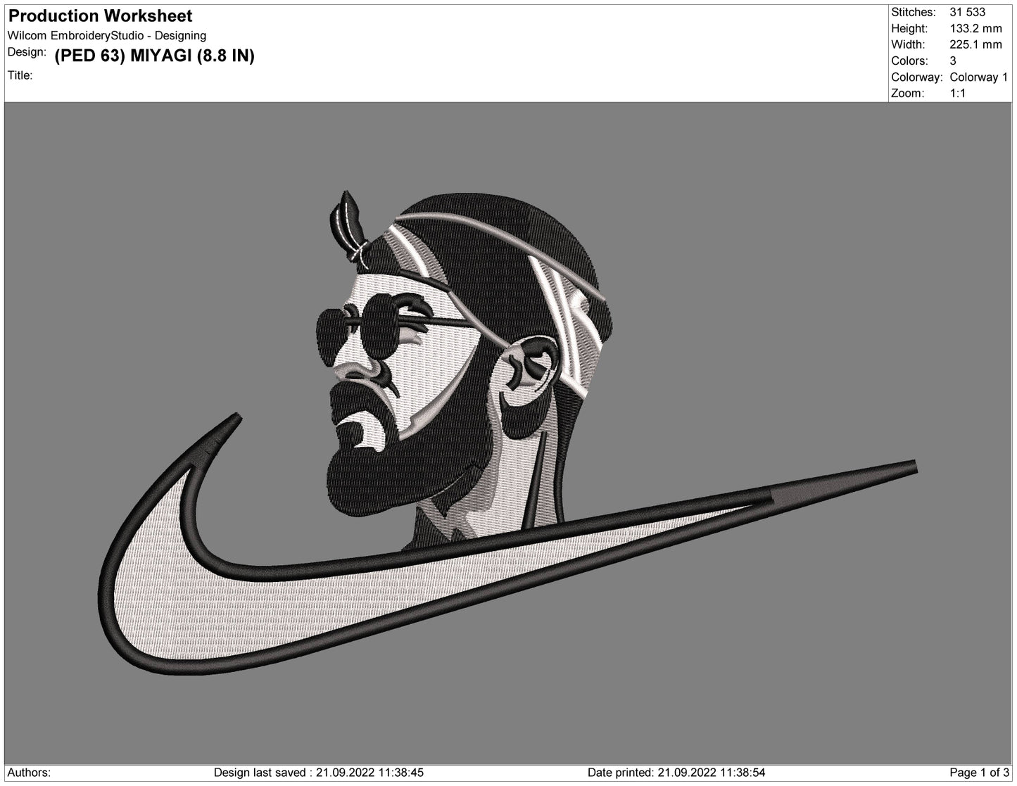 Miyagi Rapper Swoosh Embroidery Design Files - 5 Sizes