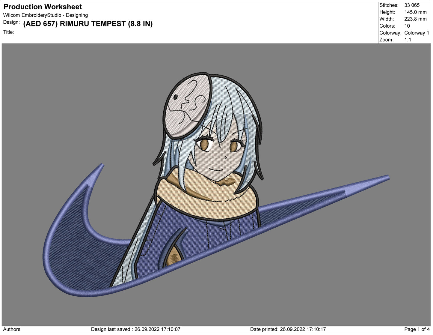 Rimuru Tempest Swoosh v2 Embroidery Design Files - 3 Sizes