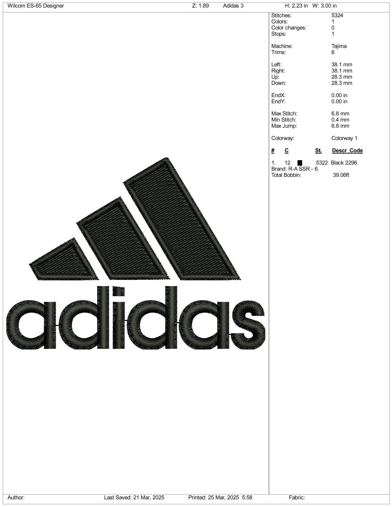 Adidas Logo v2 Embroidery Files - 3 Size's