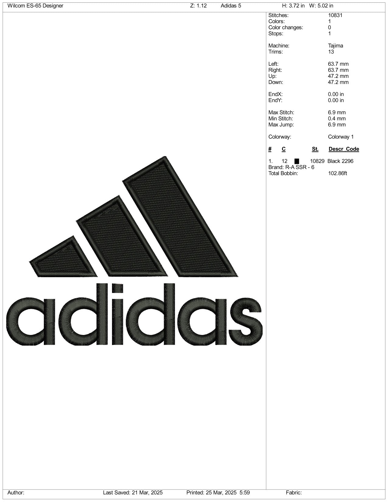 Adidas Logo v2 Embroidery Files - 3 Size's