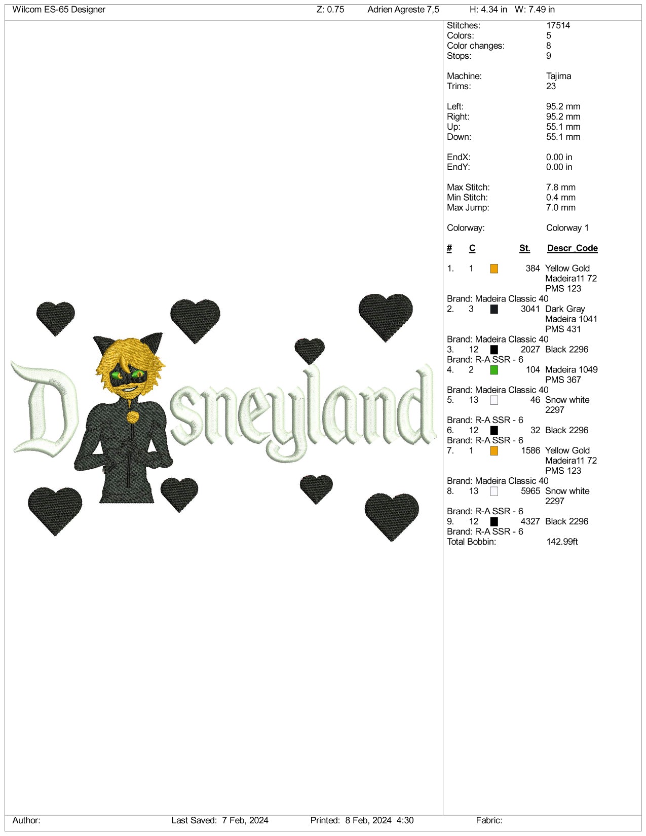 Adrien Agreste Disneyland Embroidery