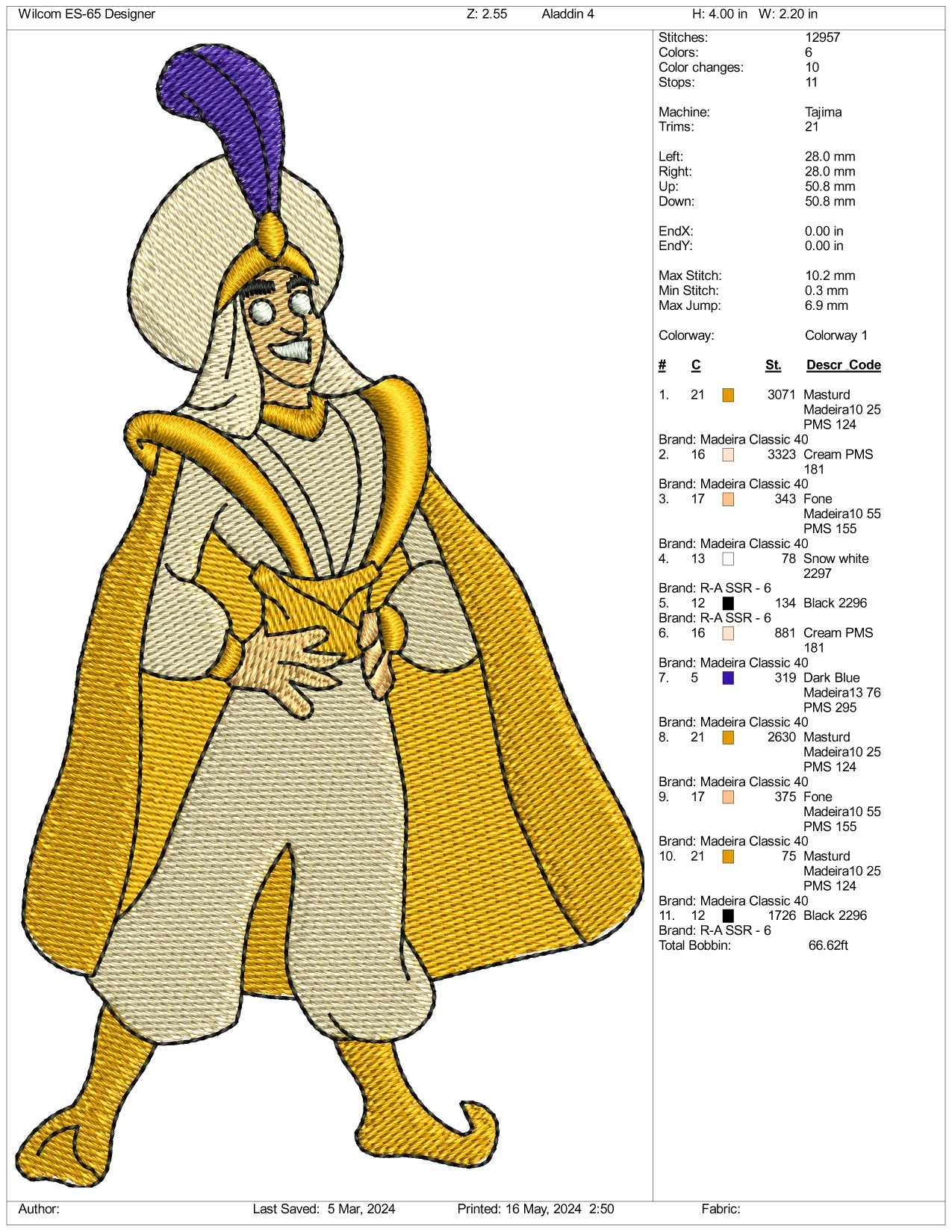 Aladdin v2 Embroidery