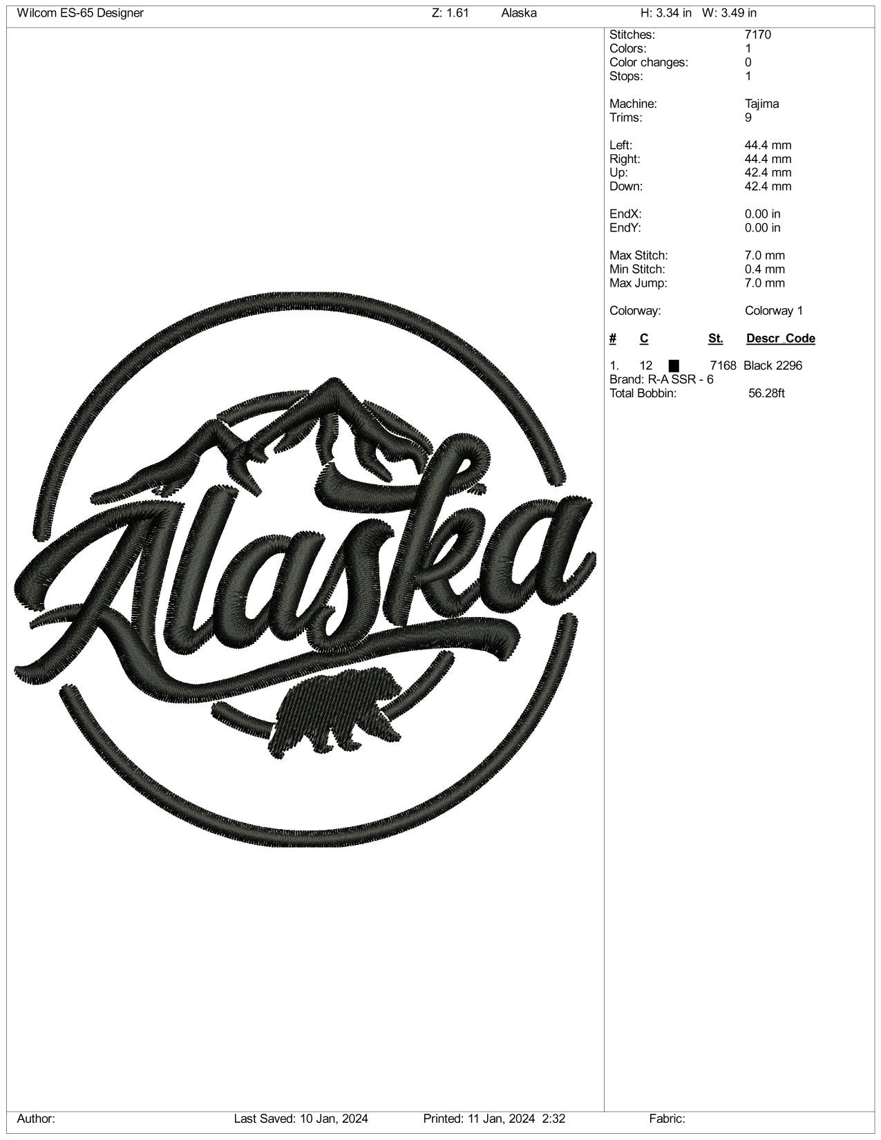 Alaska Mountain Embroidery