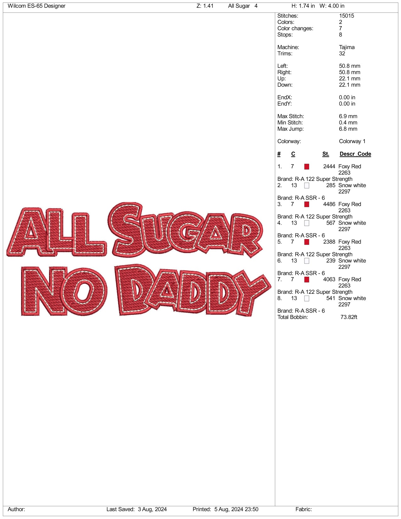 Todos los archivos de bordado de Sugar No Daddy - 3 tamaños