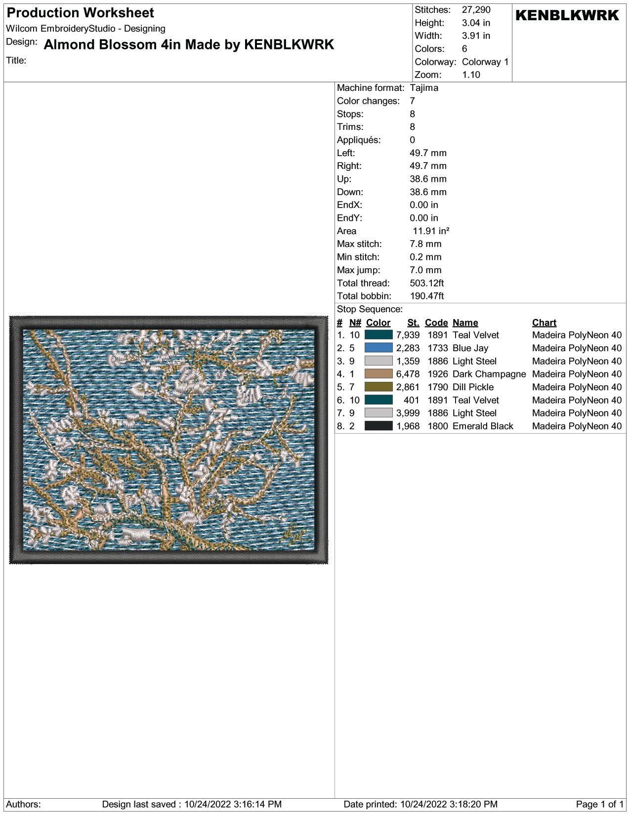 Almond Blossom Embroidery Design Files - 2 Size's