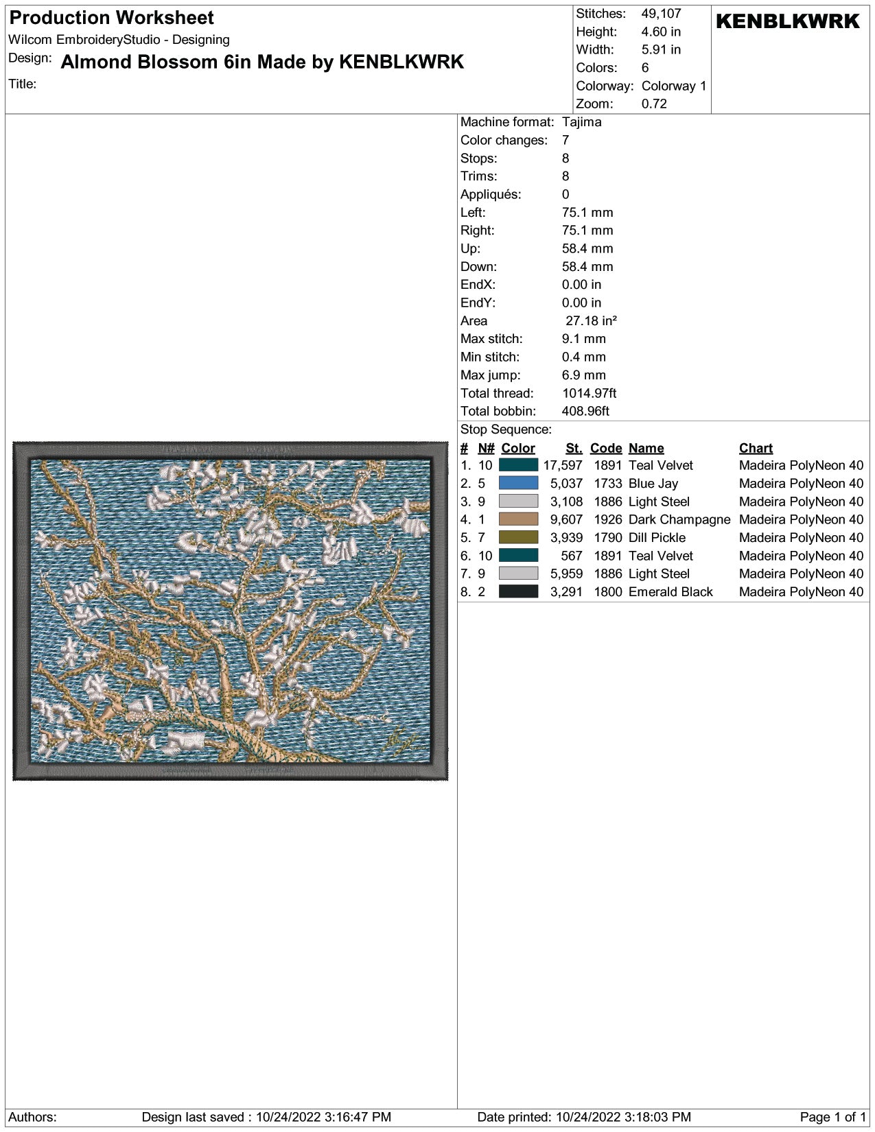 Almond Blossom Embroidery Design Files - 2 Size's