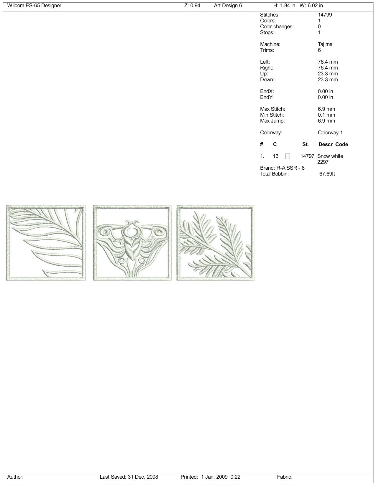 Archivos de diseño de bordado artístico: 3 tamaños