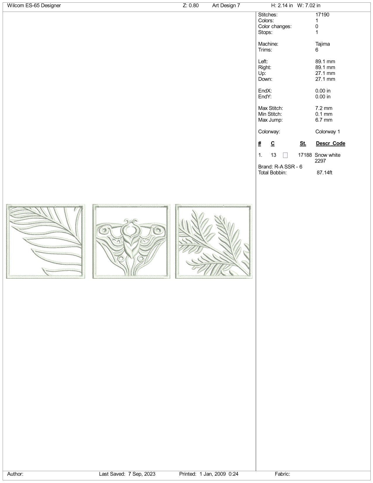 Archivos de diseño de bordado artístico: 3 tamaños