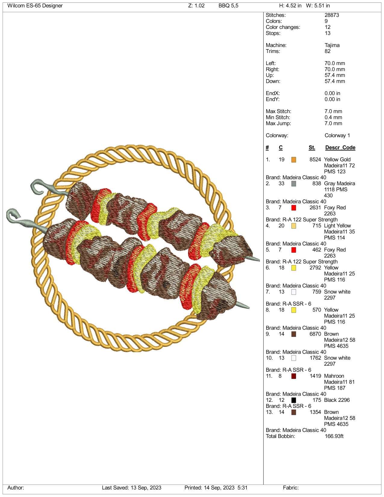 Bar.B.Q Embroidery Design Files - 3 Size's
