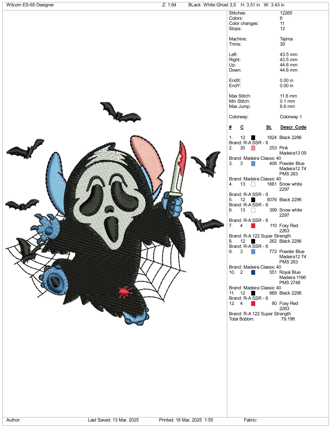 Stitch Ghost v4 Embroidery Files - 3 Size's
