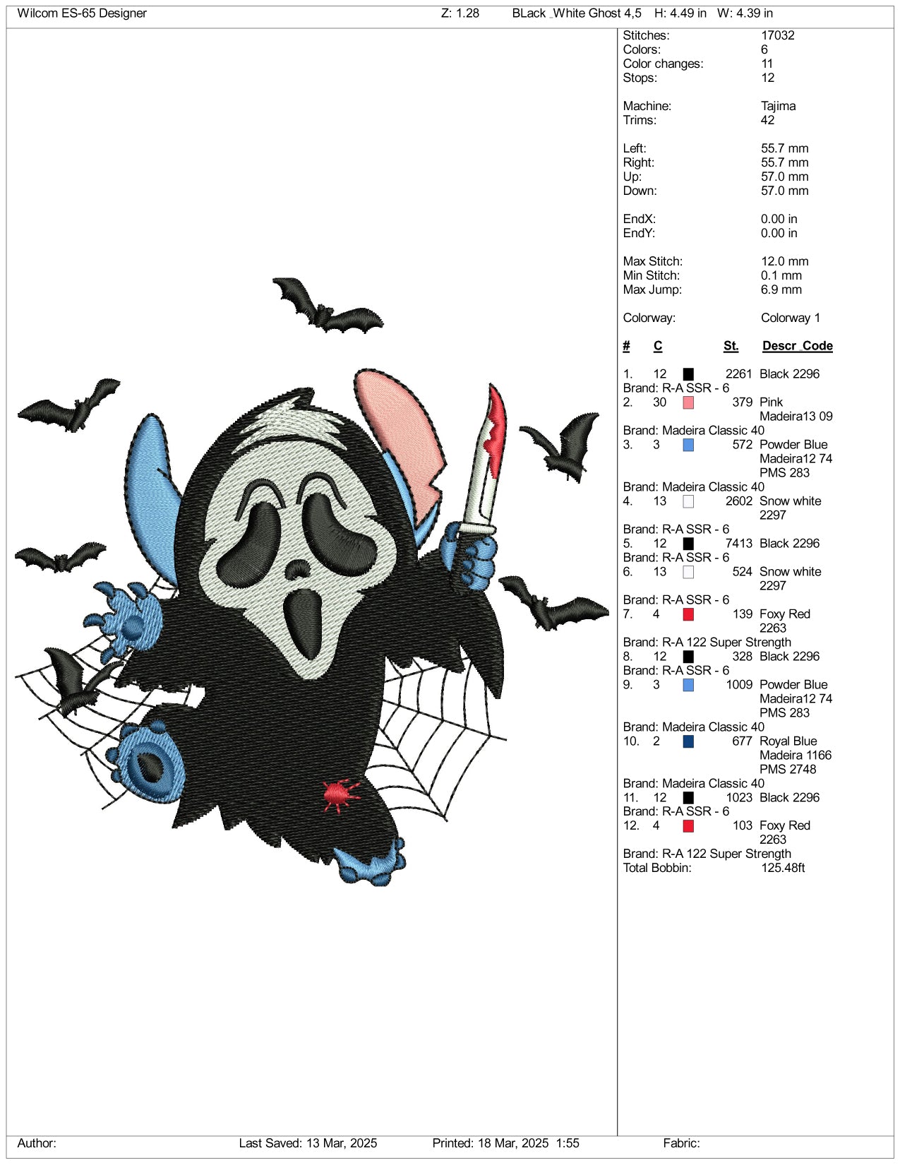 Stitch Ghost v4 Embroidery Files - 3 Size's