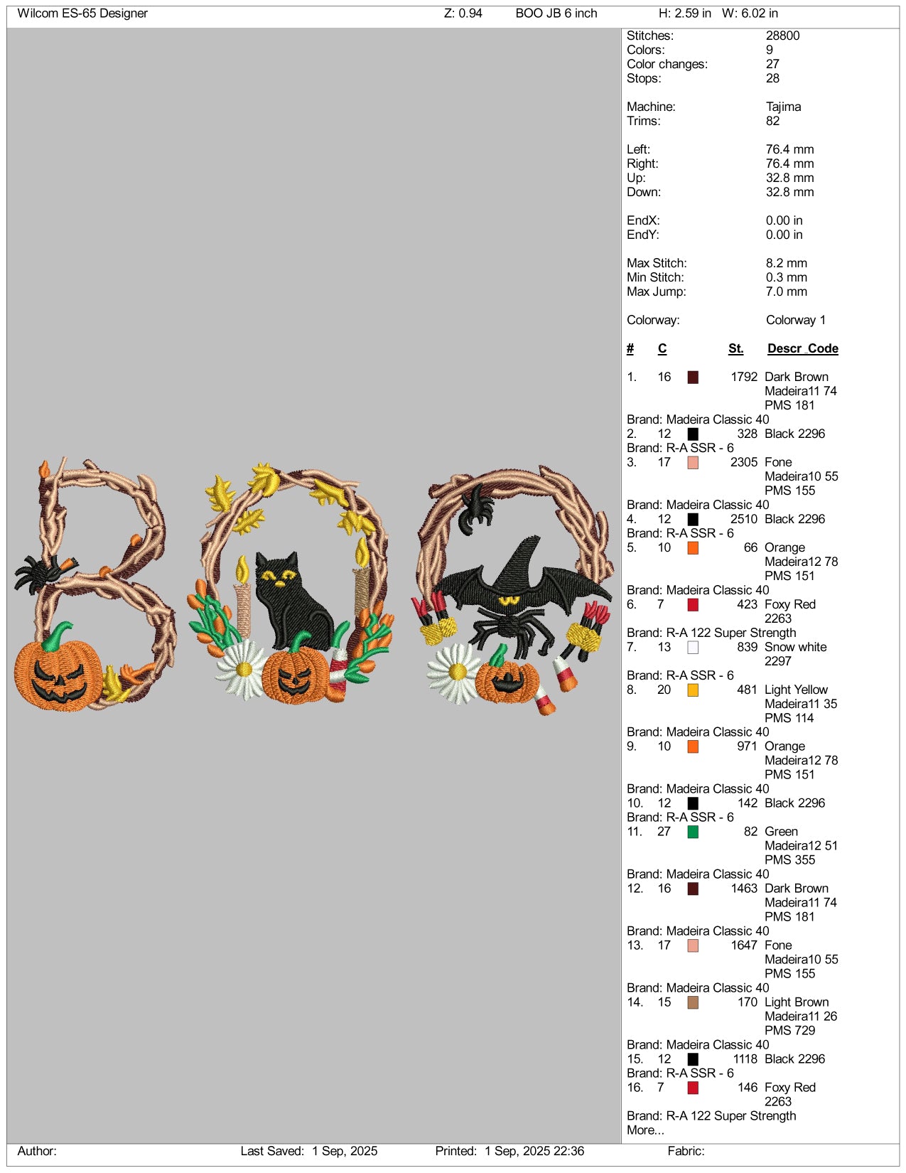 Spooky Boo Embroidery Design Files - 3 Size's