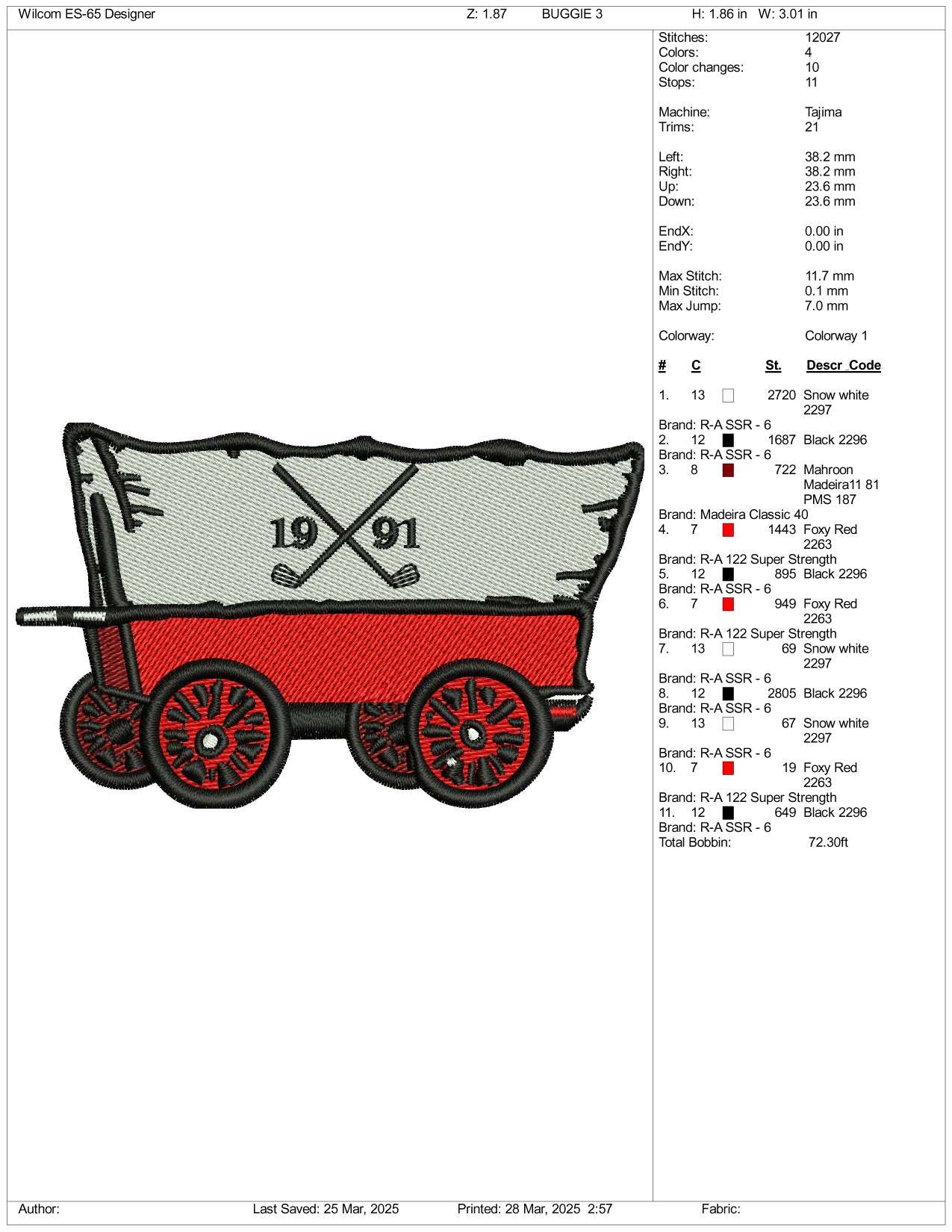 Horse Carriage Wagon Embroidery Design Files - 3 Size's