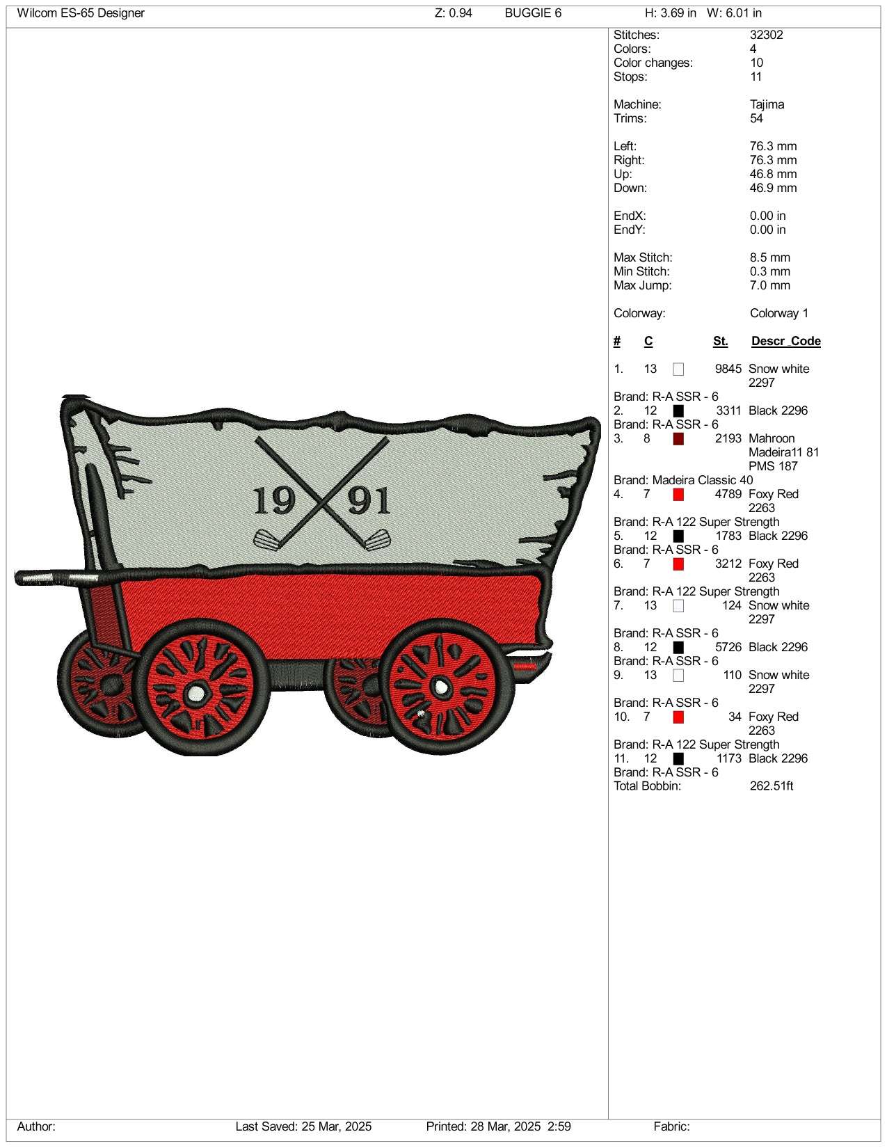 Horse Carriage Wagon Embroidery Design Files - 3 Size's