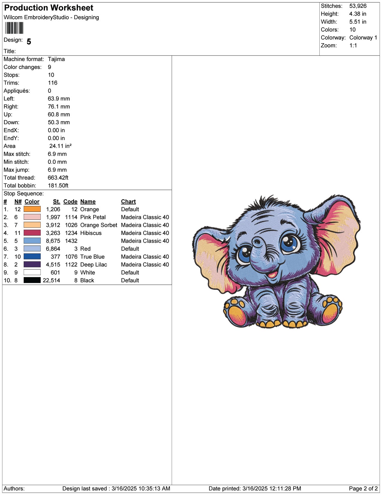 Baby Elephant Embroidery Design Files - 7 Size's