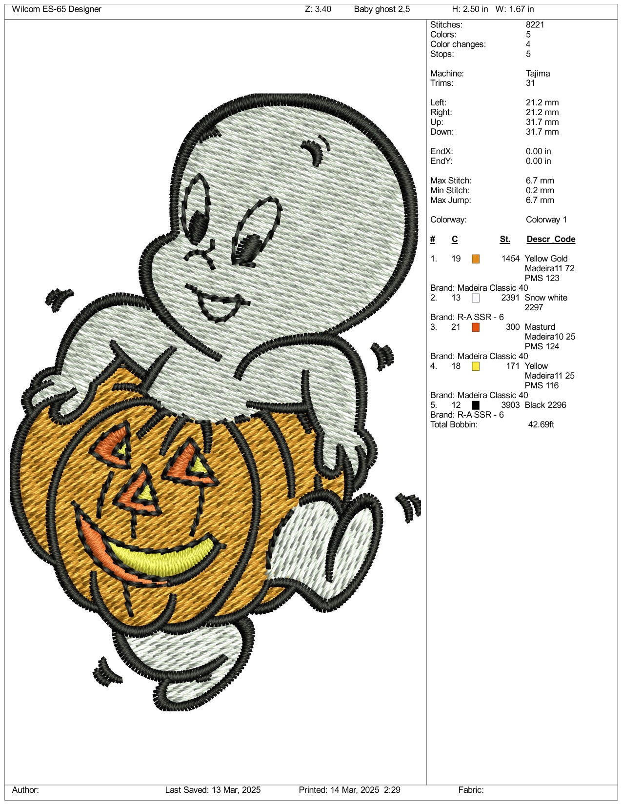 Casper Embroidery Files - 3 Size's