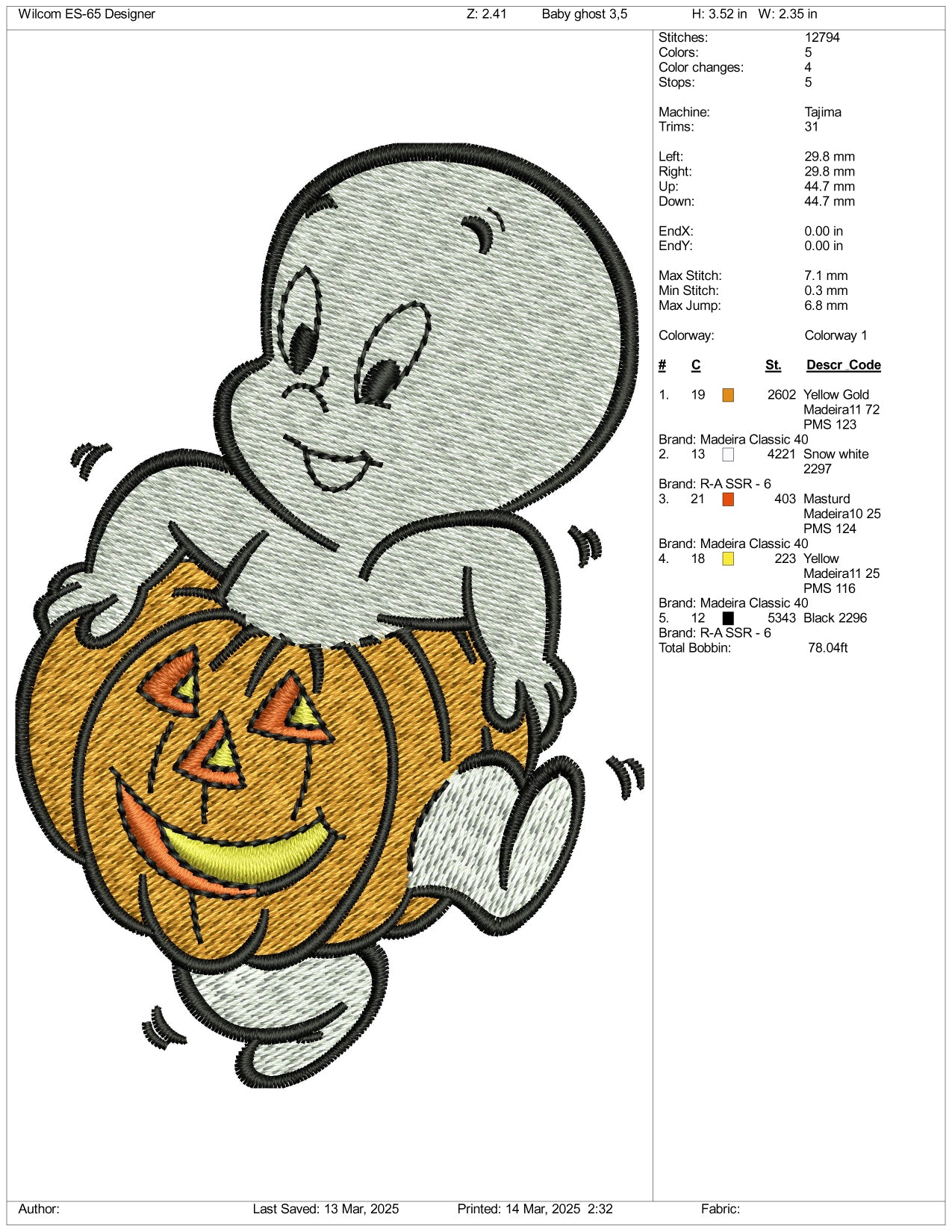 Casper Embroidery Files - 3 Size's