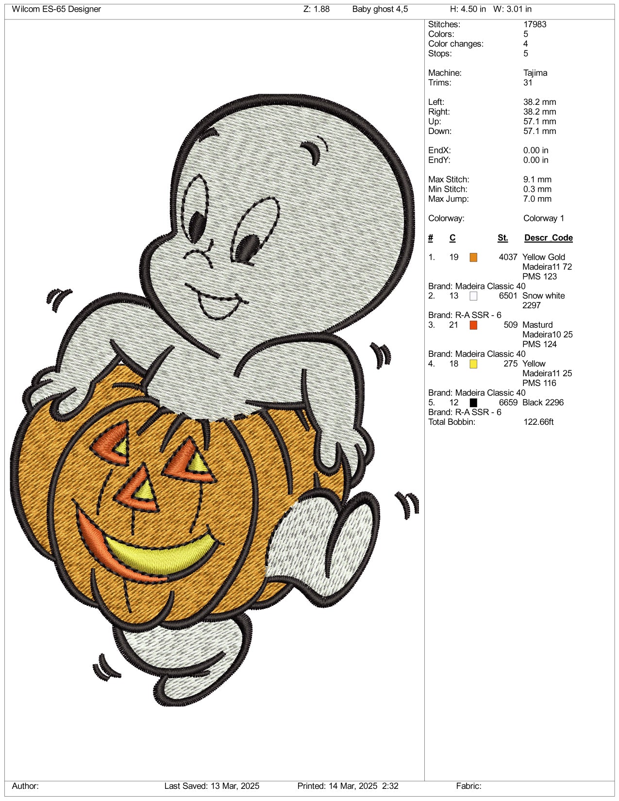 Casper Embroidery Files - 3 Size's