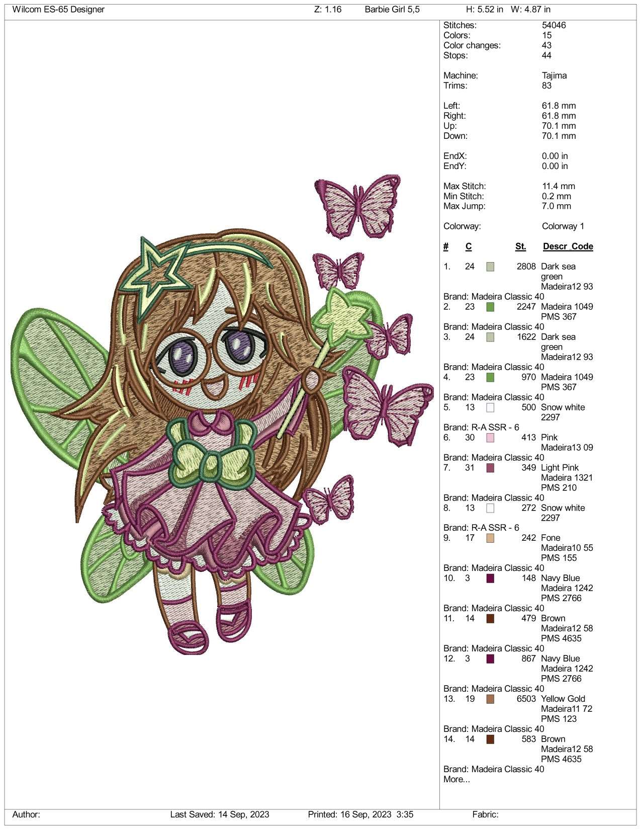Fairy Little Girl Embroidery Design Files - 3 Size's