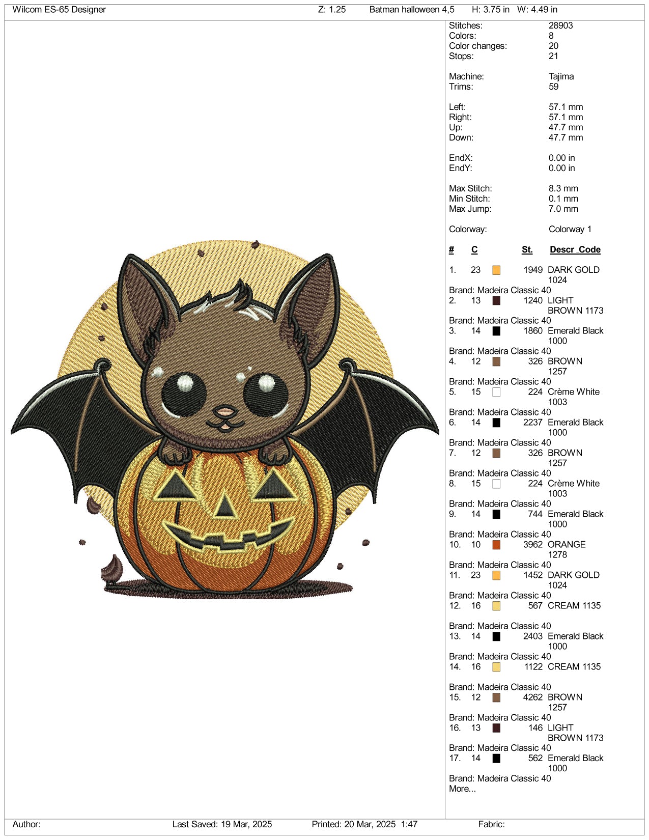 Baby Vampire In The Pumpkin Embroidery Files - 3 Size's