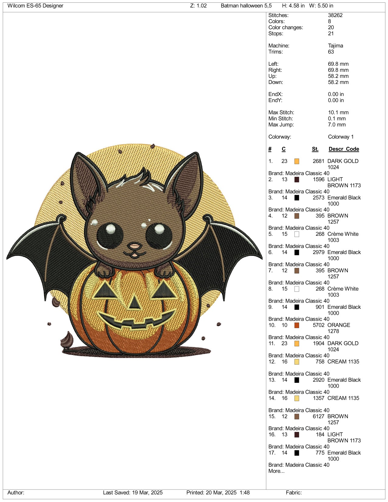 Baby Vampire In The Pumpkin Embroidery Files - 3 Size's