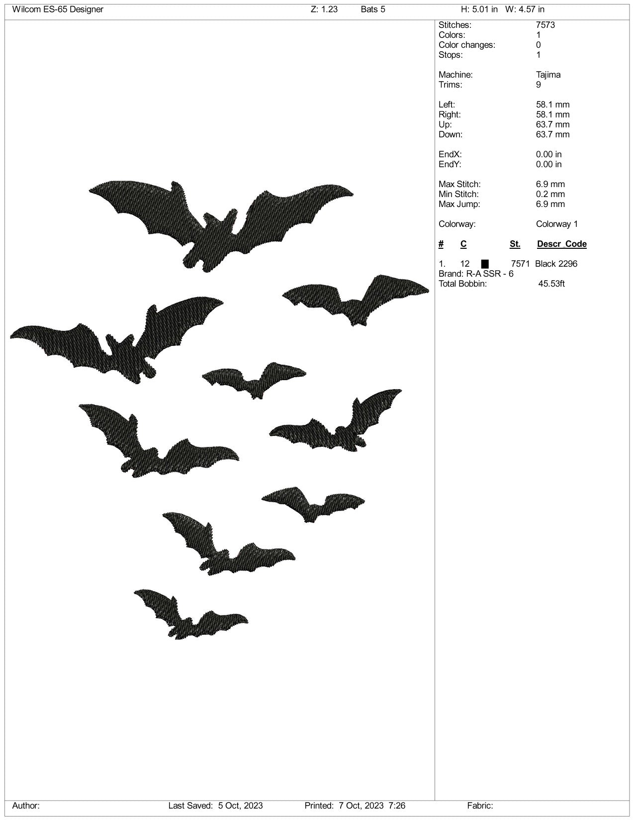 Bat Halloween Embroidery Design Files - 4 Size's