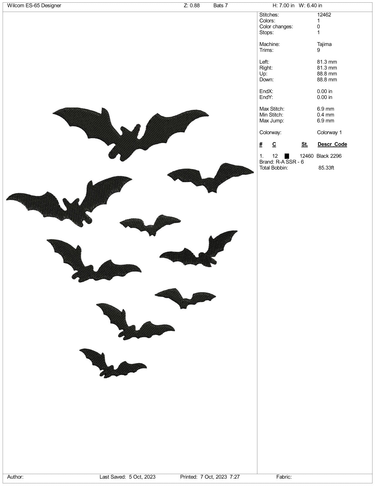 Bat Halloween Embroidery Design Files - 4 Size's