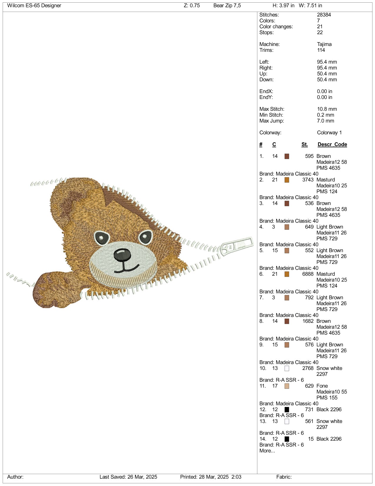 Archivos de diseño de bordado de osito de peluche - 6 tamaños