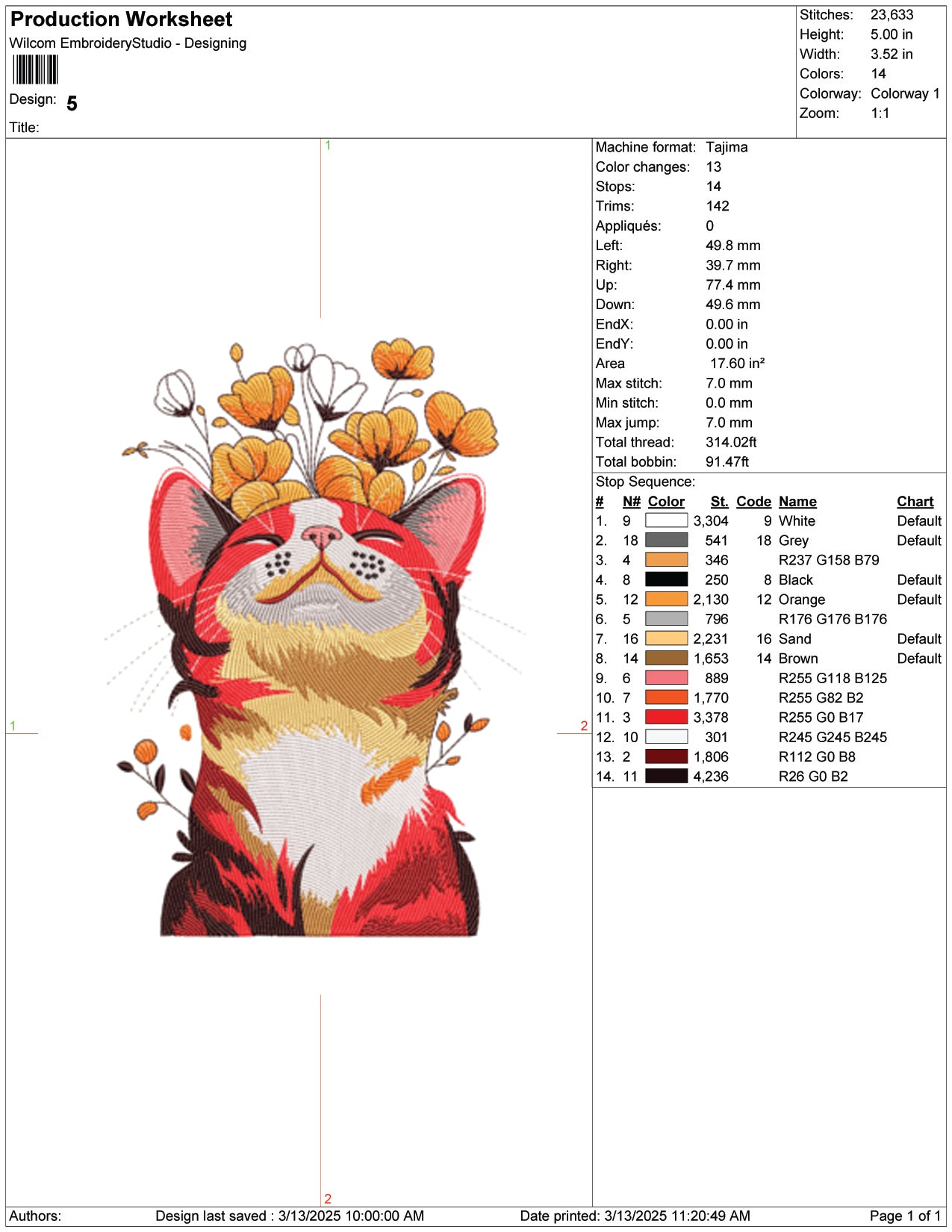 Beautiful Cat Flower Embroidery Design Files - 9 Size's