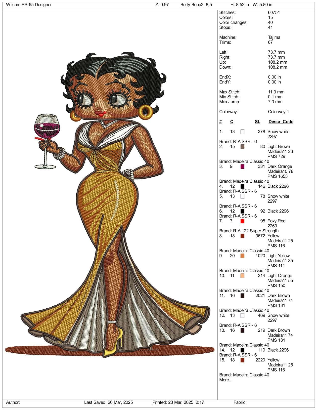 Betty Boop v4 Embroidery Design Files - 3 Size's