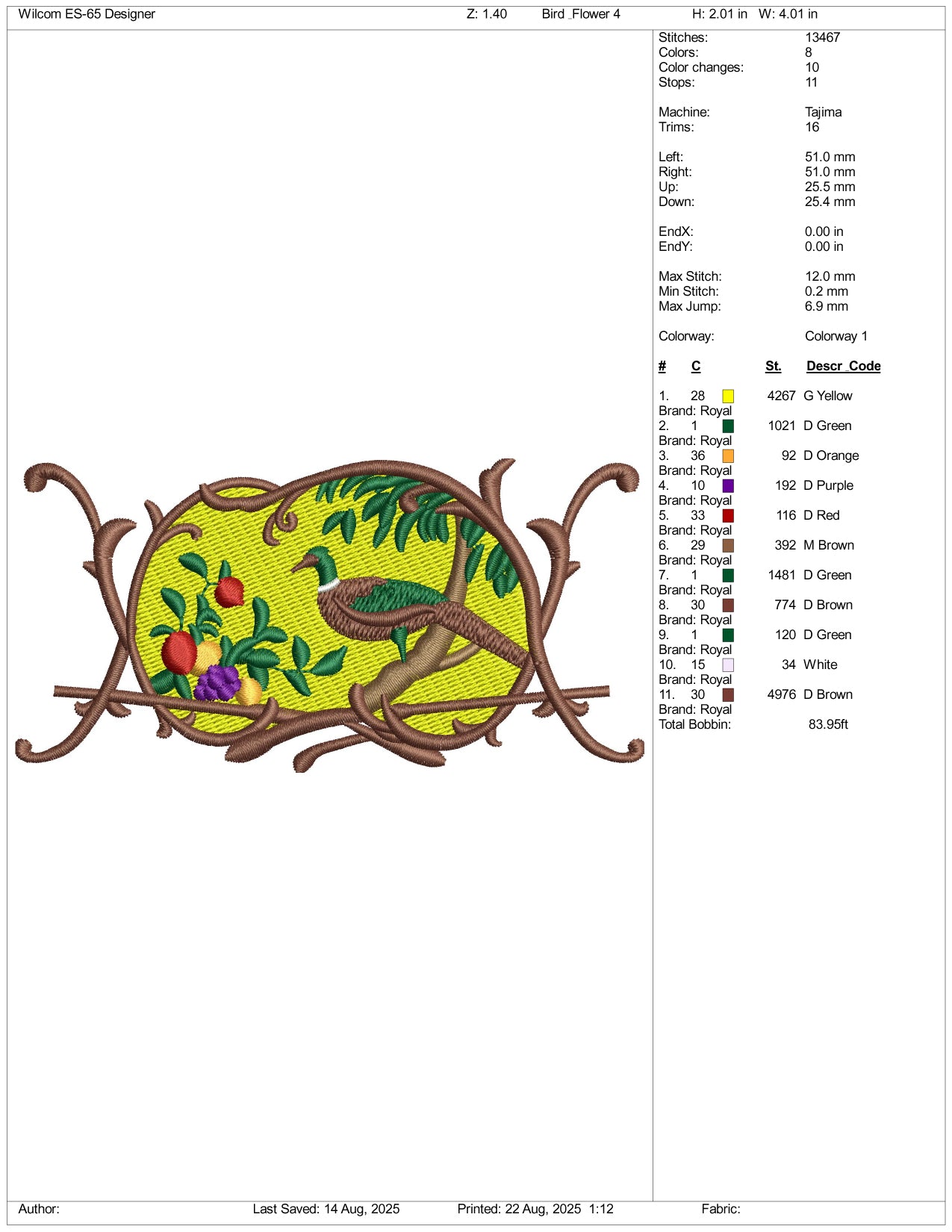 Floral Border Birds Frame Embroidery Design Files - 3 Size's