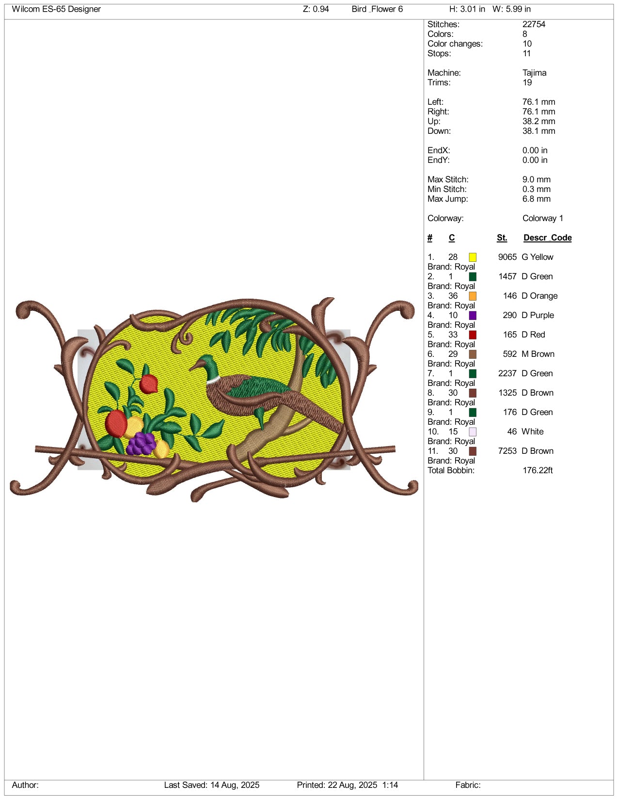 Floral Border Birds Frame Embroidery Design Files - 3 Size's