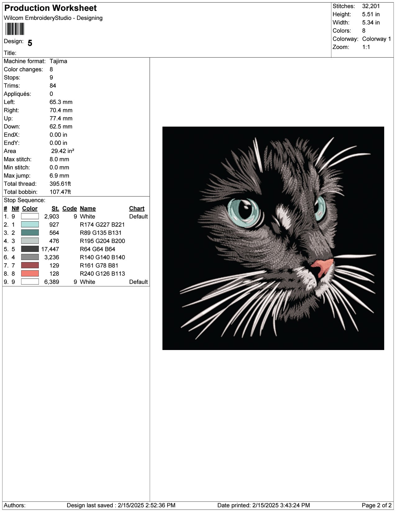 Cat Face Embroidery Design Files - 9 Size's