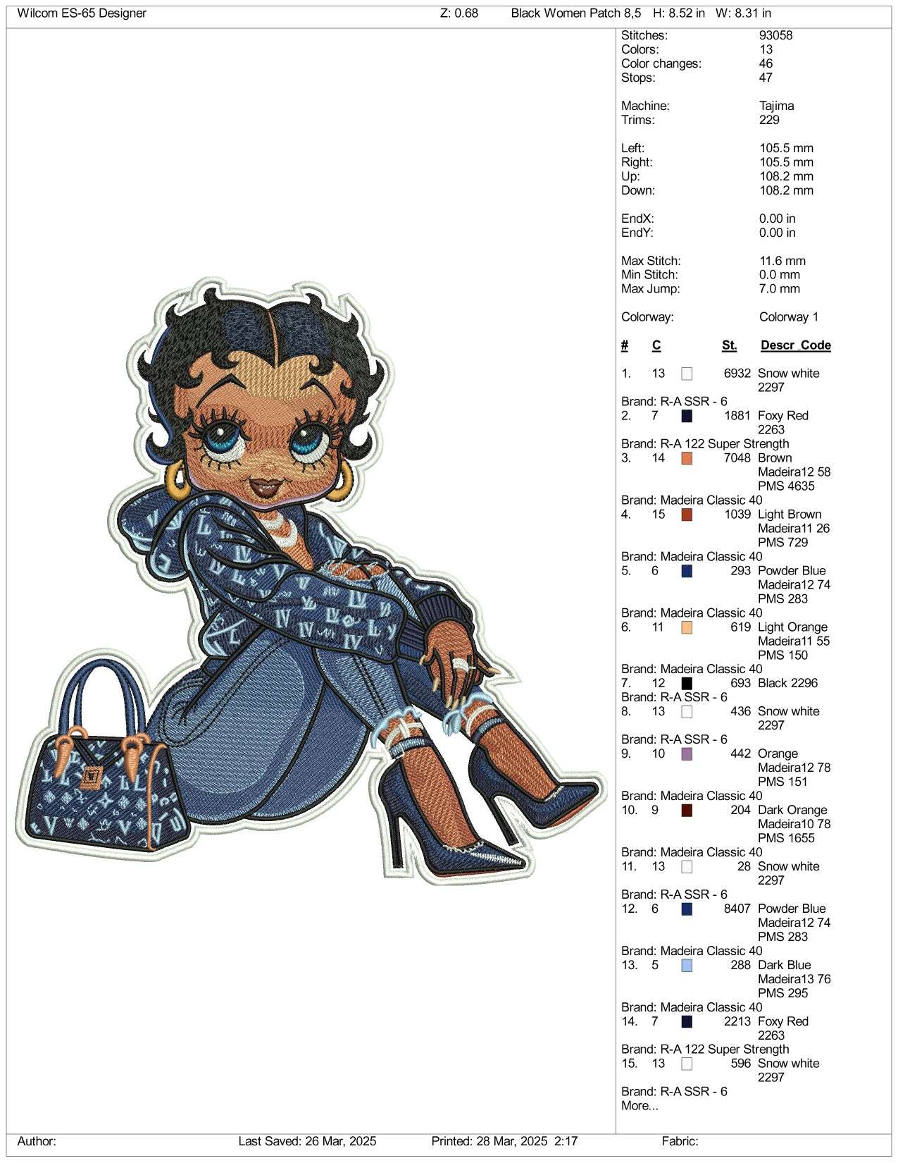 Betty Boop v3 Embroidery Design Files - 3 Size's