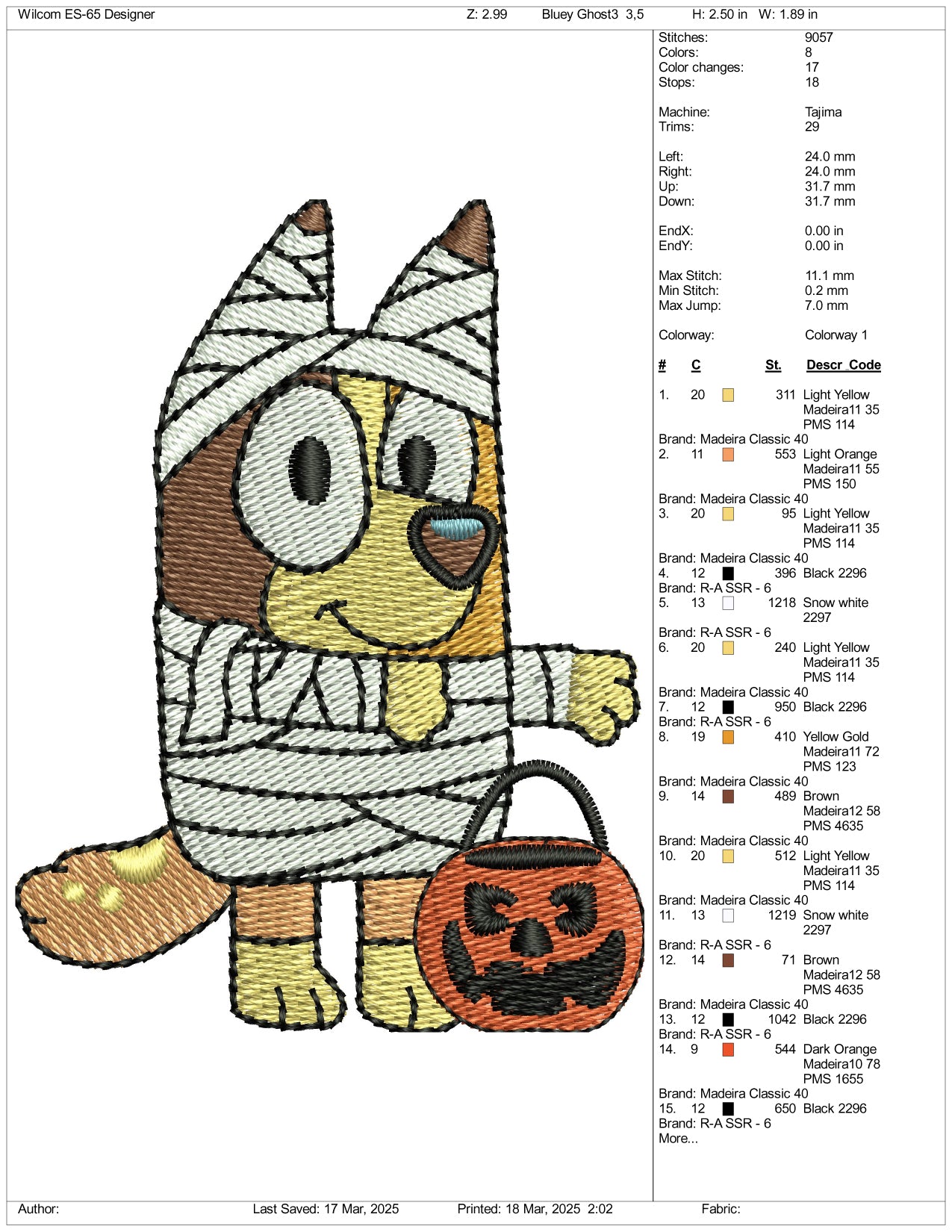 Bingo Mummy Embroidery Files - 3 Size's
